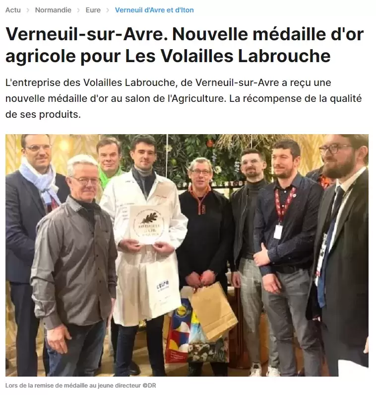 Labrouche Médaille d'OR au gibier de France article Rouen