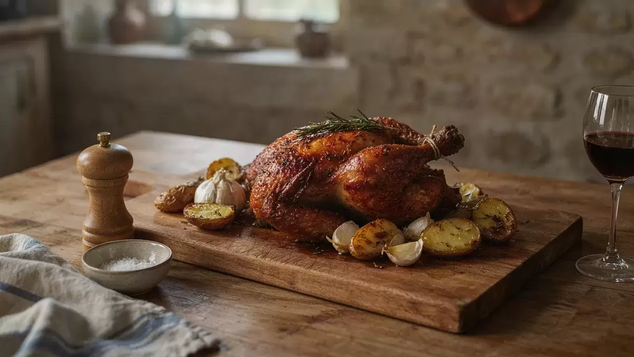 Poulet rôti au paprika, à l'ail et aux pommes de ter